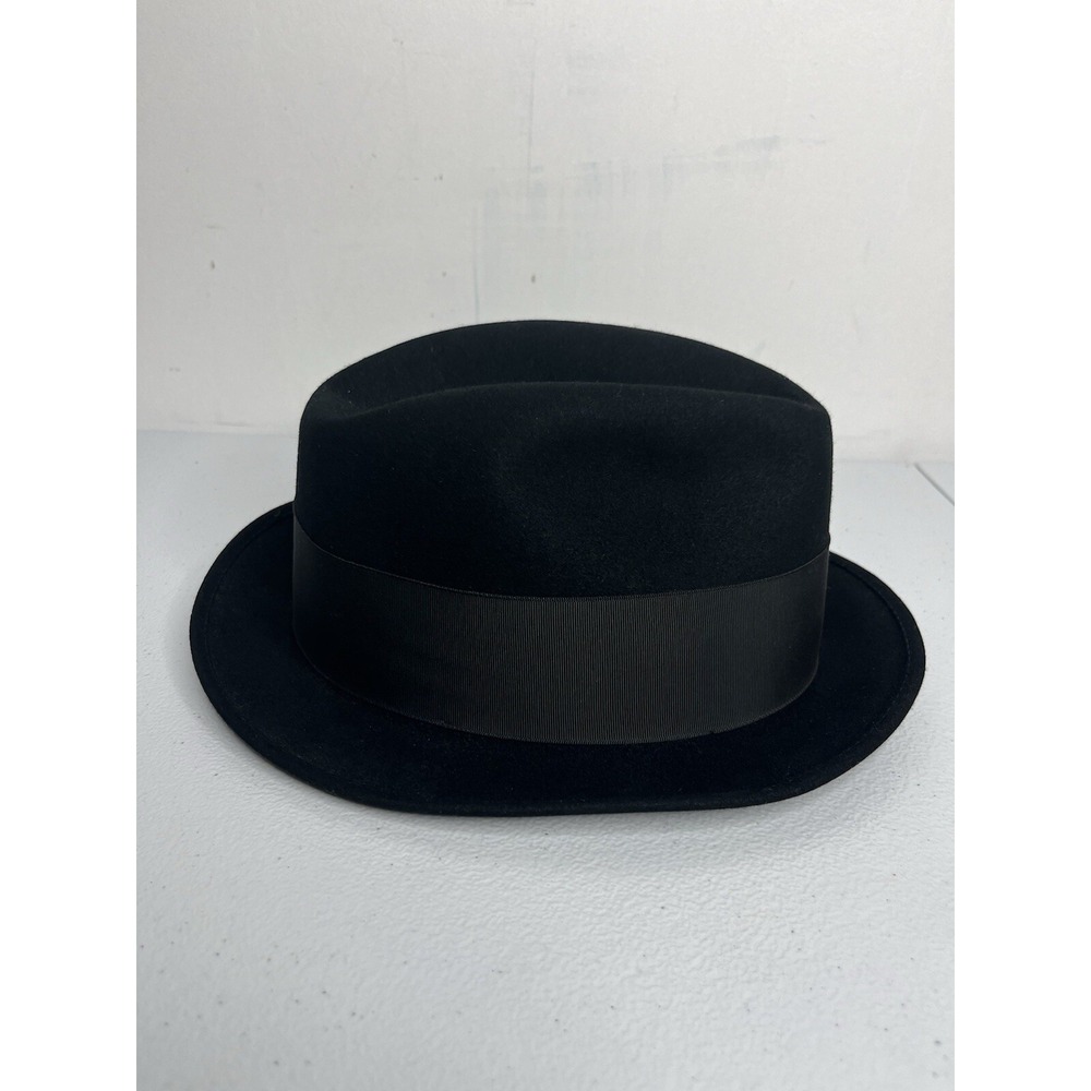 Vtg Royal‎ Stetson Black Fedora Hat With Feather Size Long Oval 7 - Picture 4 of 16